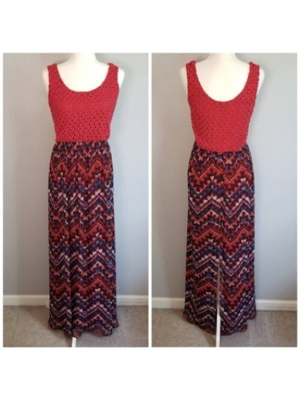 💘As U Wish Multi Color Tribal Maxi Dress Size Small